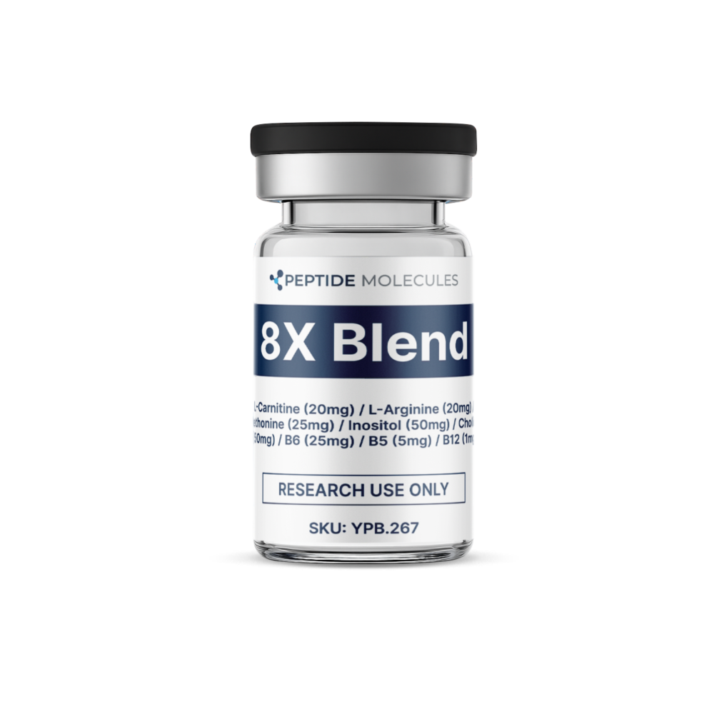8X Blend L-Carnitine (20mg) / L-Arginine (20mg) / Methonine (25mg) / Inositol (50mg) / Choline (50mg) / B6 (25mg) / B5 (5mg) / B12 (1mg)