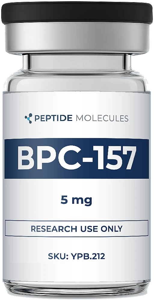 Peptide Molecules BPC-157 research vial, 5 mg, SKU YPB.212, labeled Research Use Only