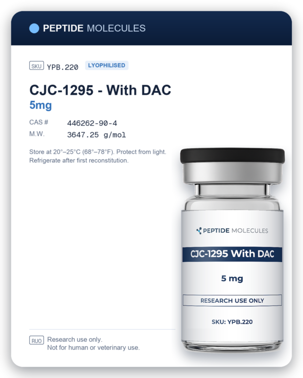 CJC-1295 - With DAC research vial datasheet, SKU YPB.220. Research use only.