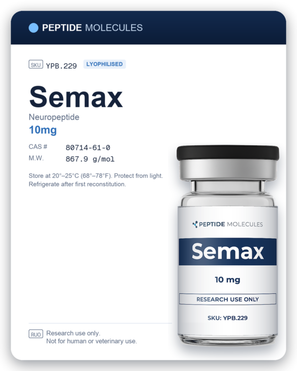 Semax research vial datasheet, SKU YPB.229. Research use only.