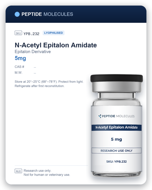 N-Acetyl Epitalon Amidate research vial datasheet, SKU YPB.232. Research use only.
